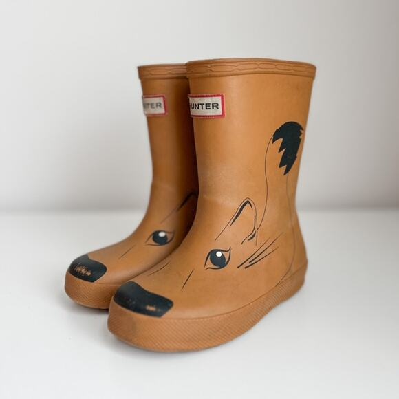 HUNTER Kids First Arctic Fox Rain Boots Folk Amber Brown in Size 5 US / 6 UK - Picture 1 of 7